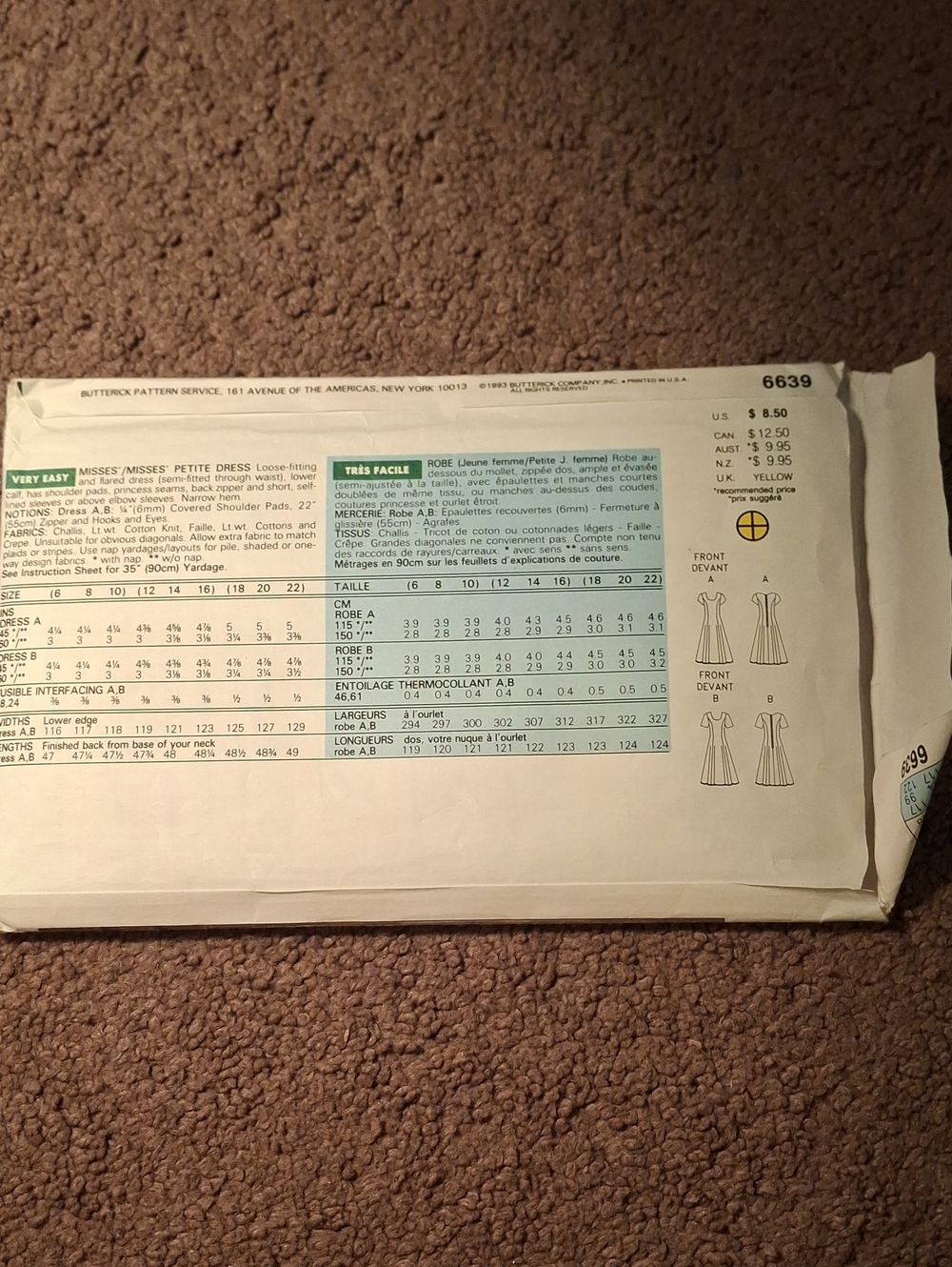 6639 Butterick Pattern - Picture 2 of 2